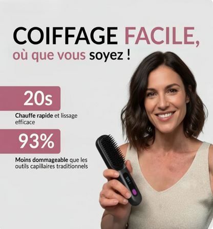 LisseGo™ Pro Brosse Lisseur ionique Portable Anti-frisottis