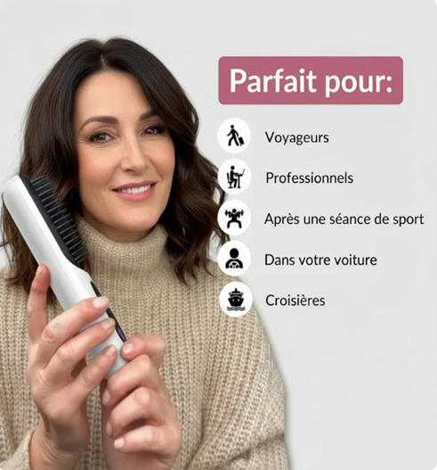 LisseGo™ Pro Brosse Lisseur ionique Portable Anti-frisottis