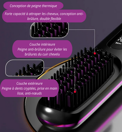 LisseGo™ Pro Brosse Lisseur ionique Portable