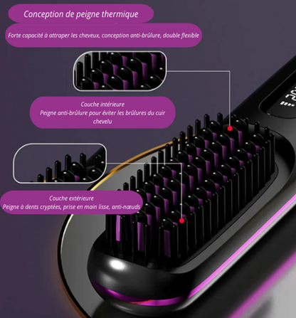 LisseGo™ Pro Brosse Lisseur ionique Portable